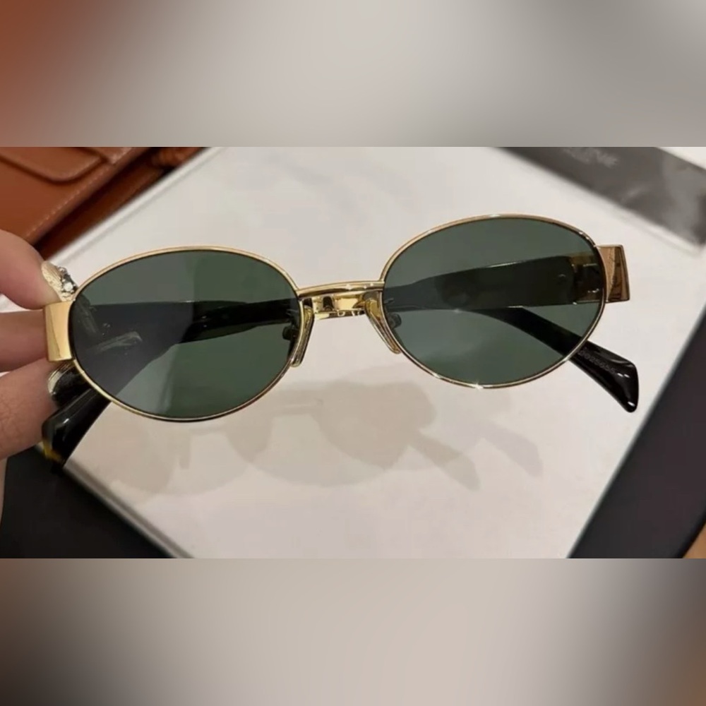 Celine Sunglasses Women CL40235U Gold Frame Green Lens